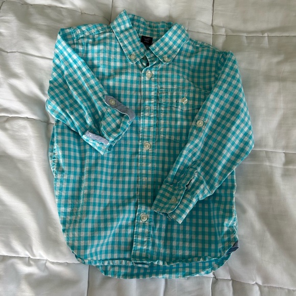 Turquoise and White Checkered Button-Up Shirt from babyGap - Picture 2 of 4